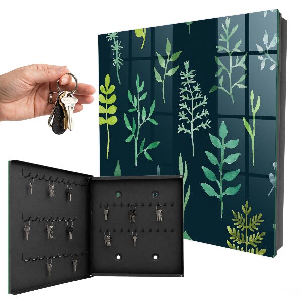 Caja para llaves con diseño de hojas de acuarela