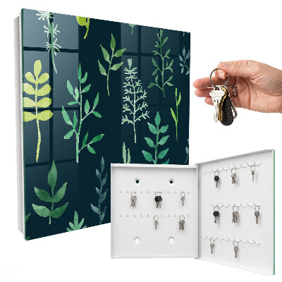 Caja para llaves con diseño de hojas de acuarela