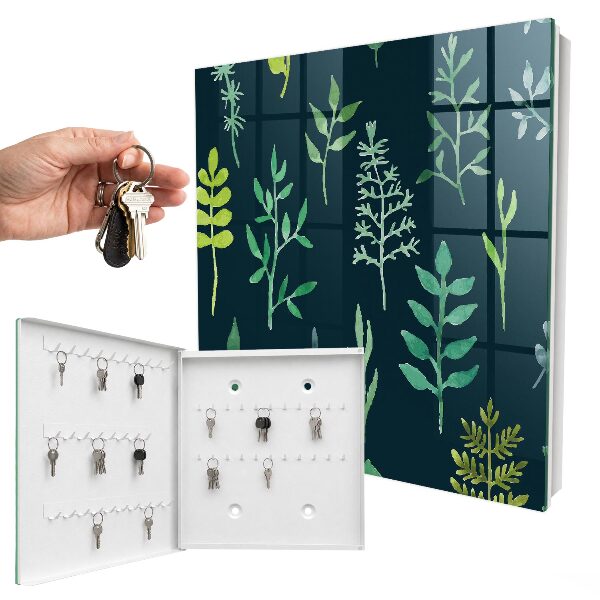 Caja para llaves con diseño de hojas de acuarela