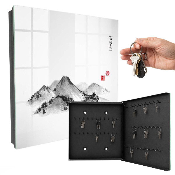 Armario para llaves con diseño de montañas japonesas