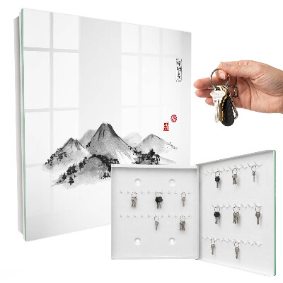 Armario para llaves con diseño de montañas japonesas