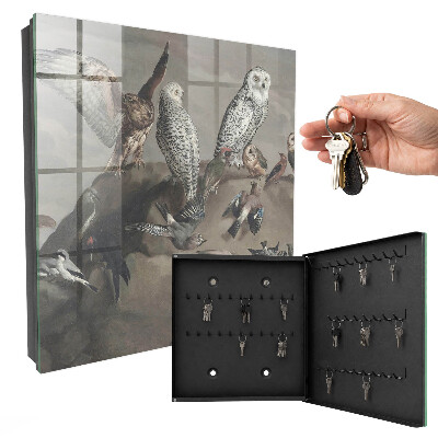 Armario para llaves diseño de pájaros sobre una roca