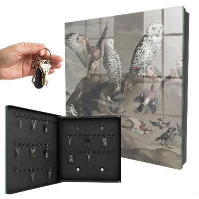 Armario para llaves diseño de pájaros sobre una roca