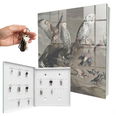 Armario para llaves diseño de pájaros sobre una roca
