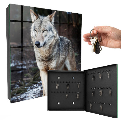 Caja para llaves diseño lobo en el bosque