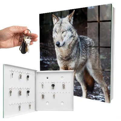 Caja para llaves diseño lobo en el bosque