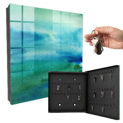 Caja para llaves de diseño acuarela azul