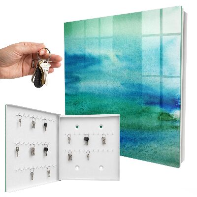 Caja para llaves de diseño acuarela azul