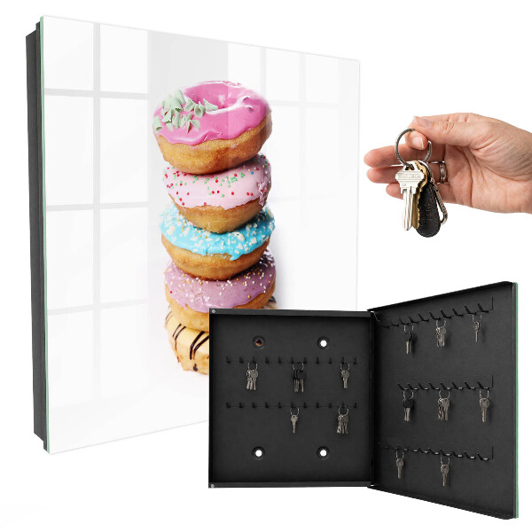 Armario para colgar llaves con diseño de donas coloridas