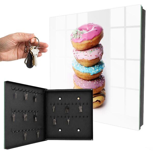 Armario para colgar llaves con diseño de donas coloridas