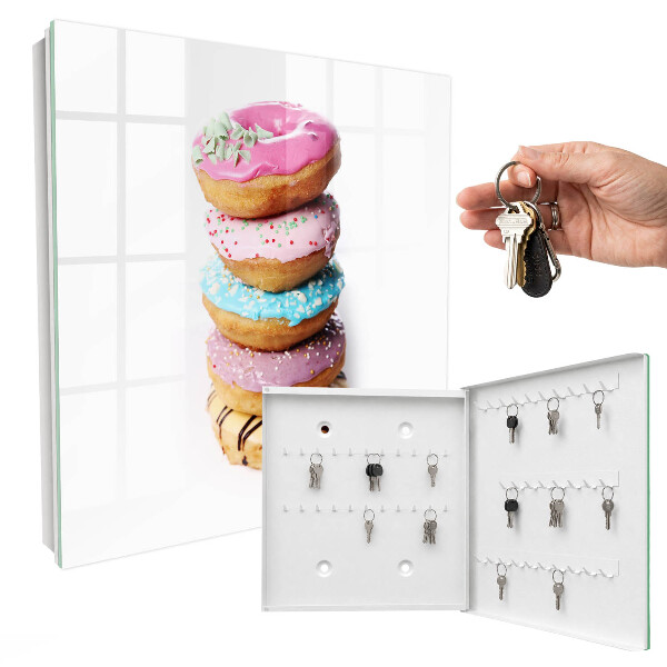 Armario para colgar llaves con diseño de donas coloridas