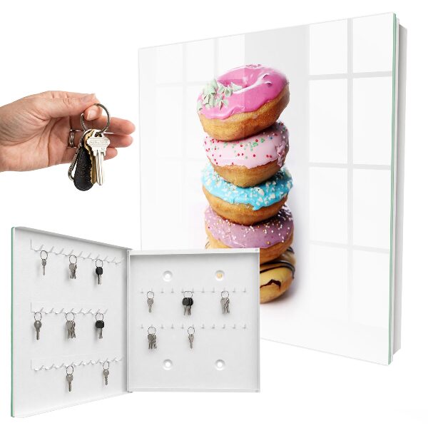 Armario para colgar llaves con diseño de donas coloridas