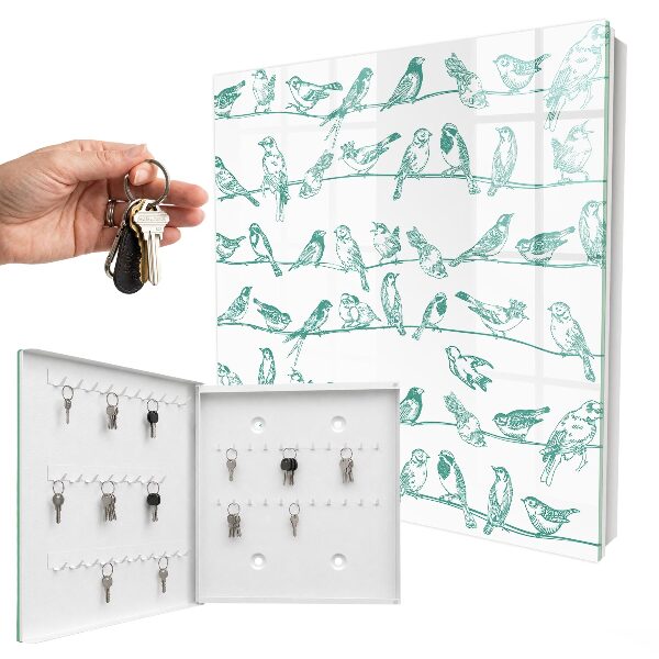 Caja para llaves diseño de pájaros en las ramas