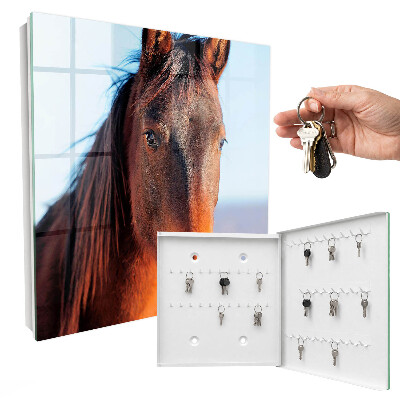 Caja para llaves con diseño de retrato de un caballo
