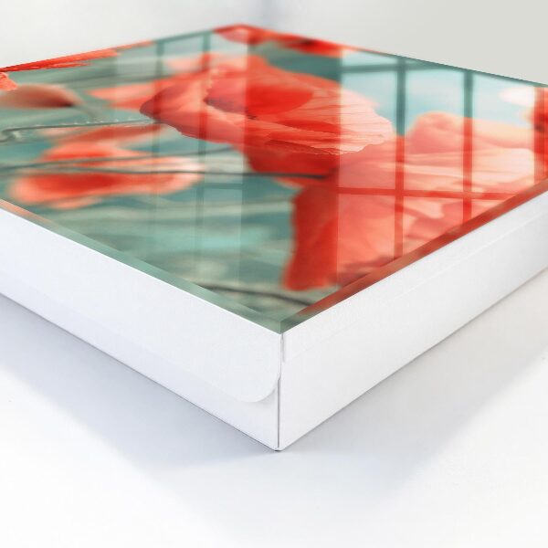 Caja para llaves con diseño de amapolas rojas