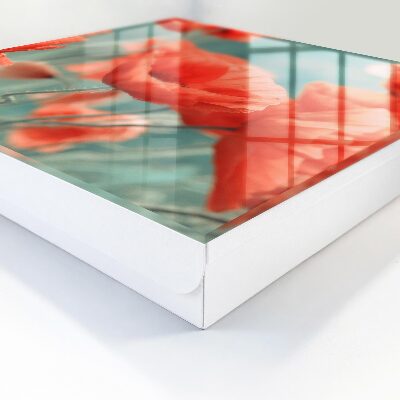 Caja para llaves con diseño de amapolas rojas