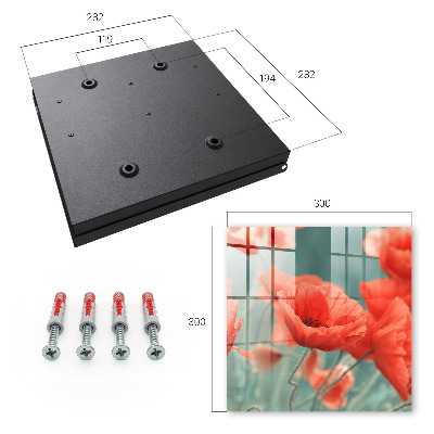 Caja para llaves con diseño de amapolas rojas