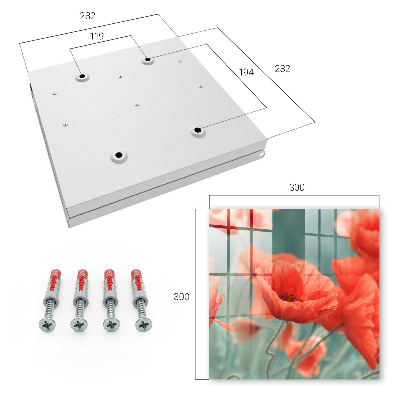 Caja para llaves con diseño de amapolas rojas