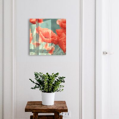 Caja para llaves con diseño de amapolas rojas