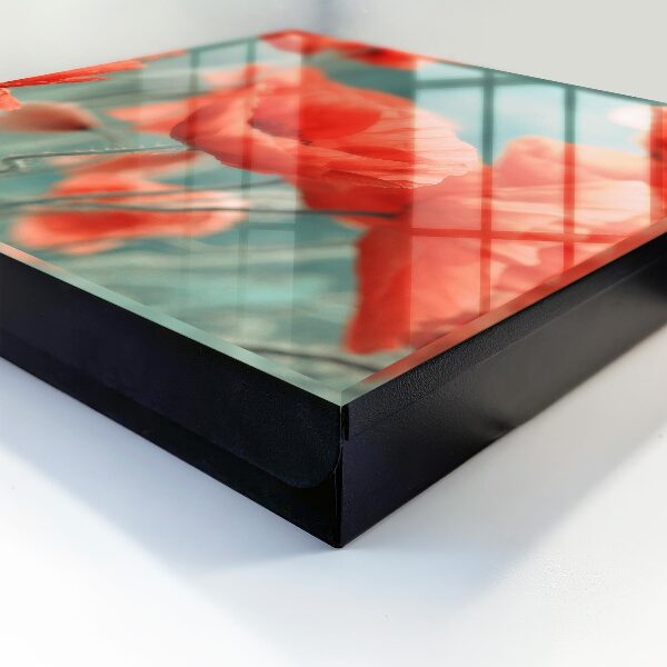Caja para llaves con diseño de amapolas rojas