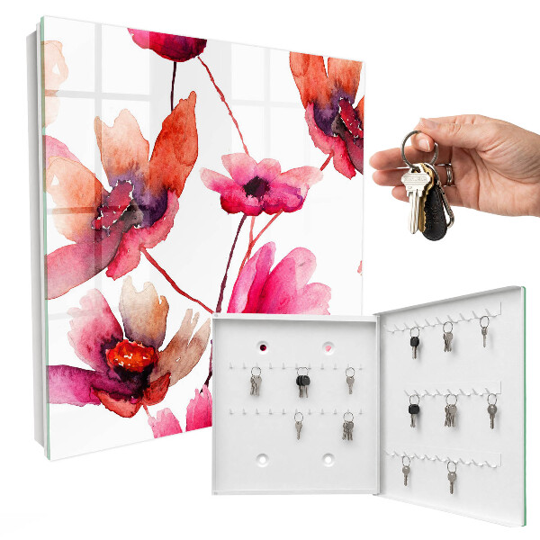 Armario para llaves con diseño de flores de acuarela