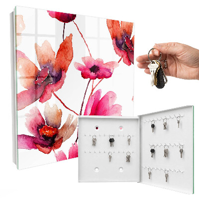 Armario para llaves con diseño de flores de acuarela