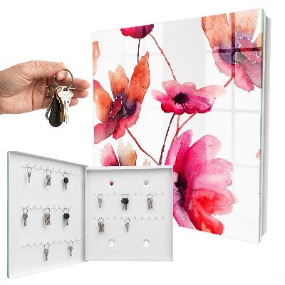 Armario para llaves con diseño de flores de acuarela
