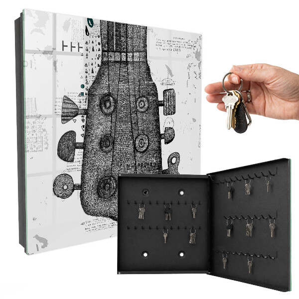 Caja para llaves con ilustración de guitarra