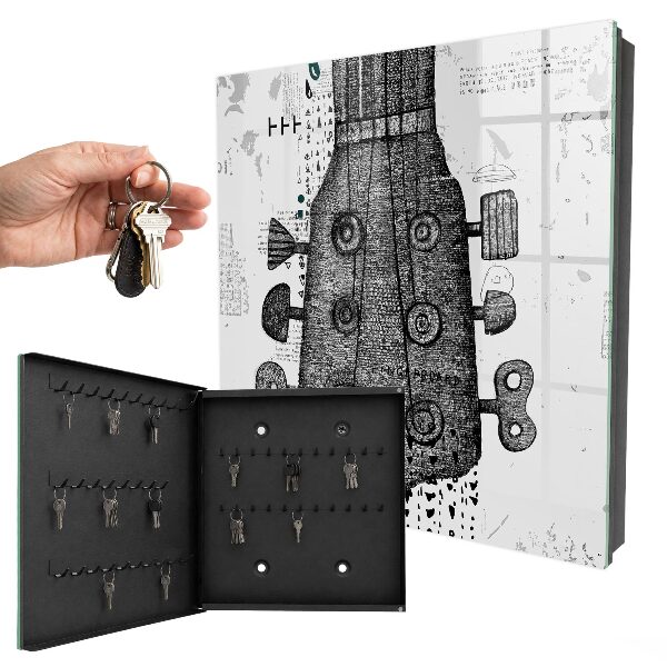 Caja para llaves con ilustración de guitarra