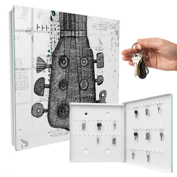 Caja para llaves con ilustración de guitarra