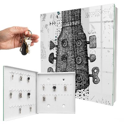Caja para llaves con ilustración de guitarra