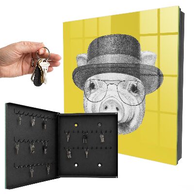 Caja para llaves diseño de cerdito feliz