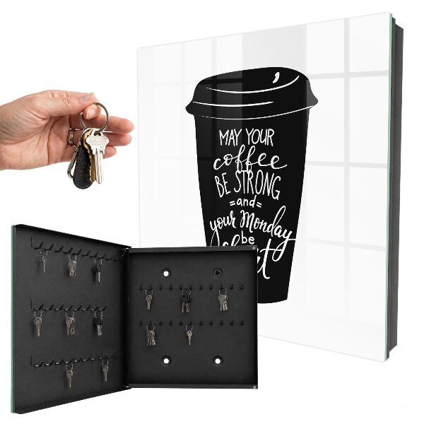 Armario para llaves con diseño de café y humor