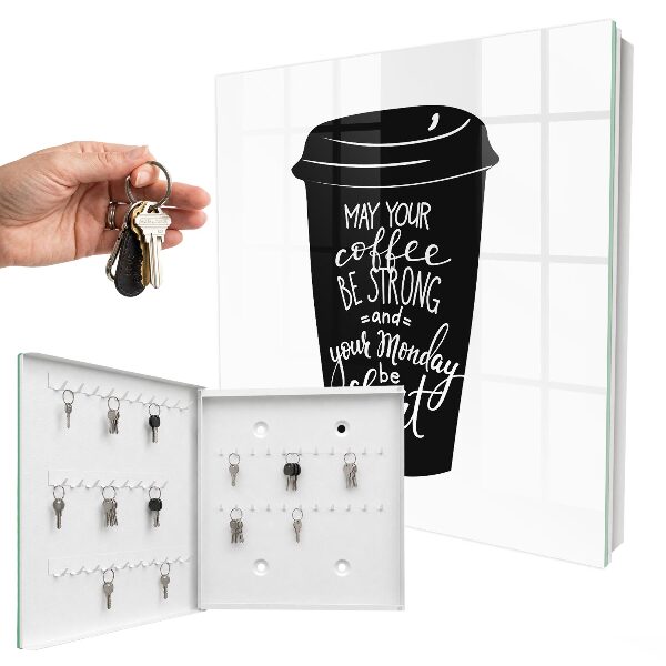 Armario para llaves con diseño de café y humor
