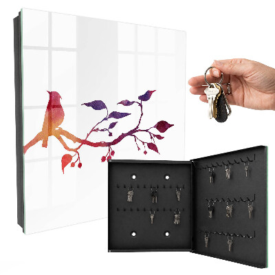 Armario para llaves con diseño de rama con pájaro