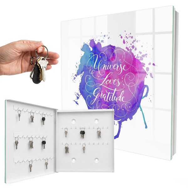 Caja para llaves con diseño decorativo El universo ama la gratitud
