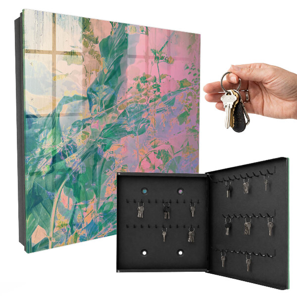 Caja para llaves con diseño de abstracción de plantas