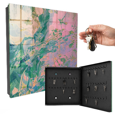 Caja para llaves con diseño de abstracción de plantas