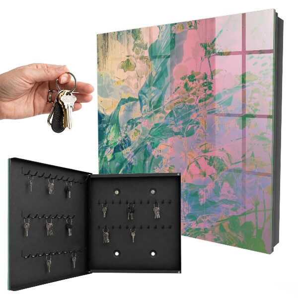 Caja para llaves con diseño de abstracción de plantas