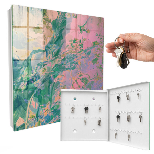 Caja para llaves con diseño de abstracción de plantas