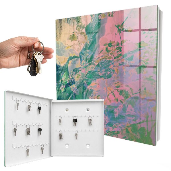 Caja para llaves con diseño de abstracción de plantas