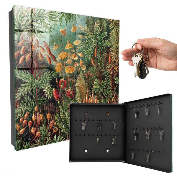 Caja para llaves con diseño de hojas verdes