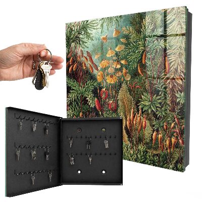 Caja para llaves con diseño de hojas verdes