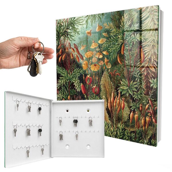 Caja para llaves con diseño de hojas verdes