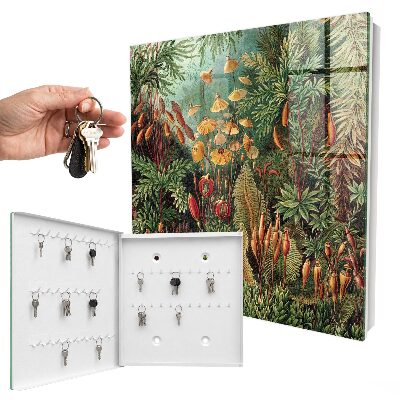 Caja para llaves con diseño de hojas verdes