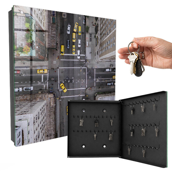 Caja para llaves con diseño de calles de la ciudad
