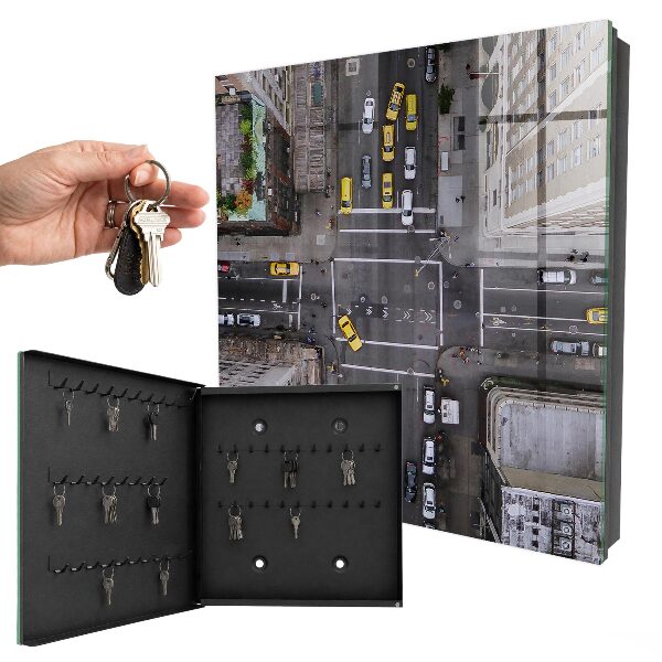 Caja para llaves con diseño de calles de la ciudad