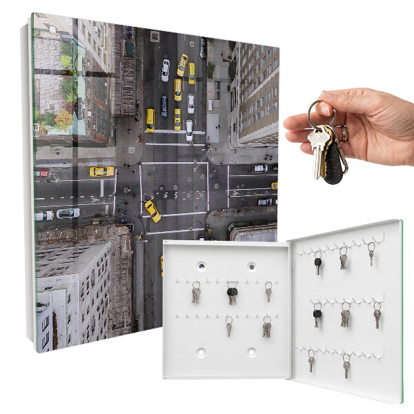 Caja para llaves con diseño de calles de la ciudad