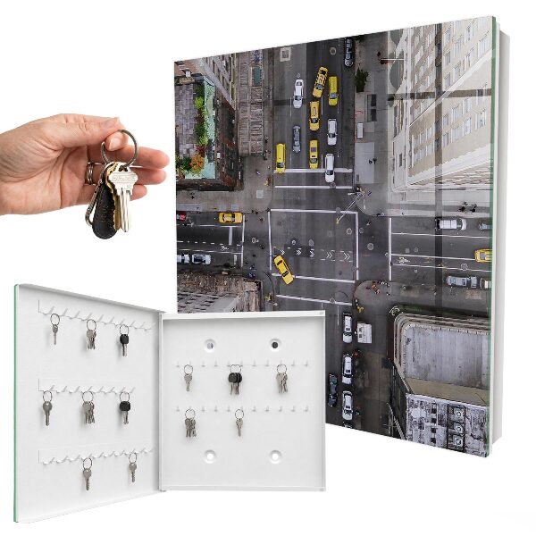 Caja para llaves con diseño de calles de la ciudad