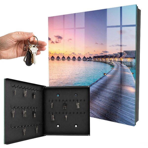 Armario para llaves con diseño de puesta de sol tranquila